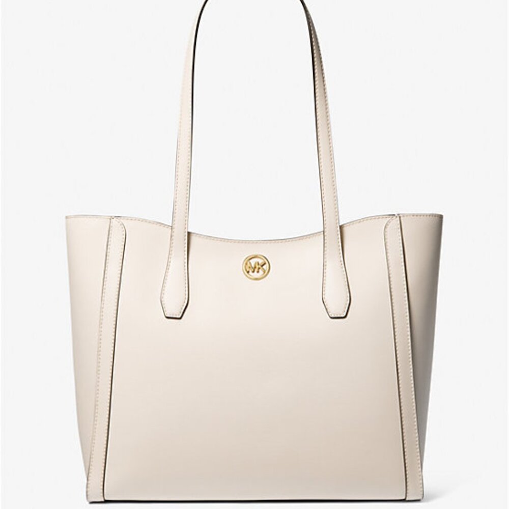 $159 NWT MICHAEL MICHAEL KORS LT Cream Large Leather Tote